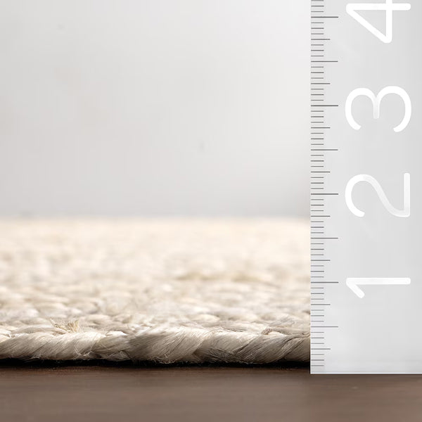 Tapis d'intérieur rond en jute tissé à la main nuLOOM Rigo blanc cassé, 1,8 m