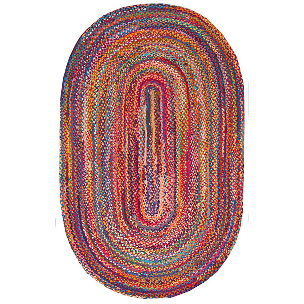 nuLOOM Hand Braided Tammara Multi-Coloured 3 ft. x 5 ft. Indoor Oval Rug
