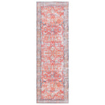 Charger l&#39;image dans la visionneuse de galerie, Tapis de couloir d&#39;intérieur lavable en machine Safavieh Arizona Elton Rouille/Aqua 2 pi 6 po x 8 pi
