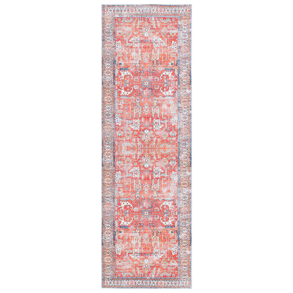 Tapis de couloir d'intérieur lavable en machine Safavieh Arizona Elton Rouille/Aqua 2 pi 6 po x 8 pi