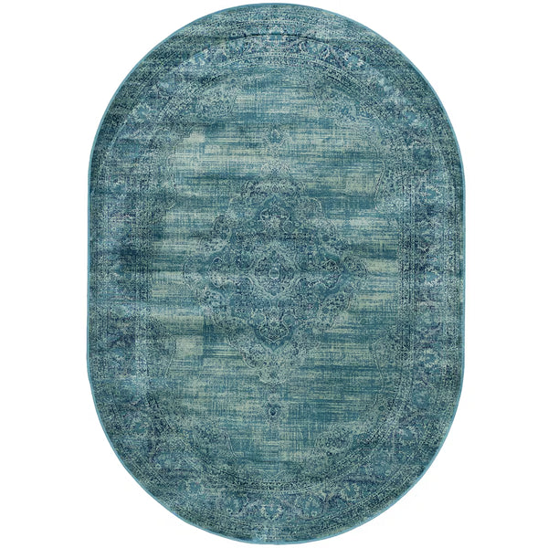 Safavieh Vintage Melinda Turquoise / Multi 5 ft. 3-inch x 7 ft. 6-inch Oval Indoor Area Rug