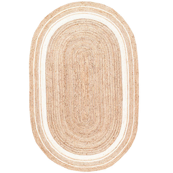 nuLOOM Hand Woven Rigo Jute Rug Natural 4 ft. x 6 ft. Indoor Oval Rug
