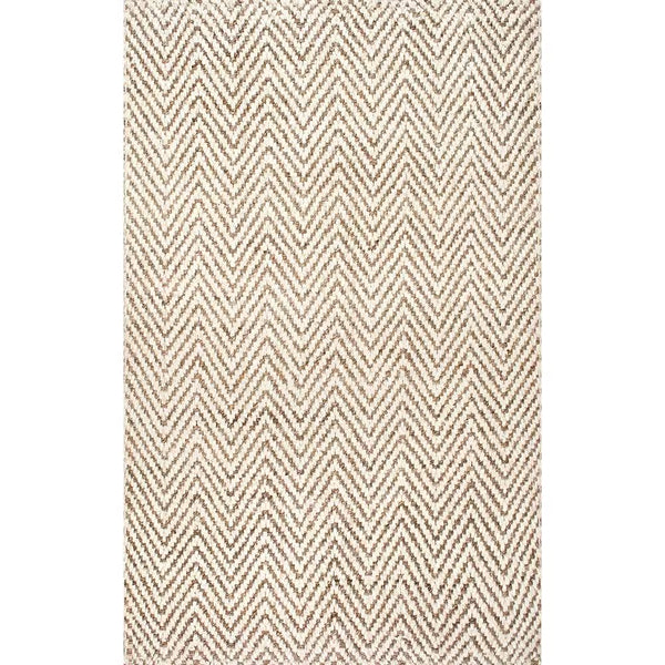Tapis d'intérieur nuLOOM Vania Chevron en jute blanc cassé 90 cm x 150 cm