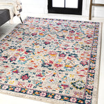 Charger l&#39;image dans la visionneuse de galerie, Tapis persan bohème moderne à motif floral beige/multicolore JONATHAN Y 4 pi x 6 pi
