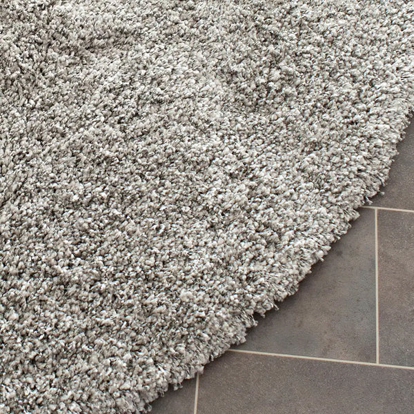 Tapis d'intérieur rond Safavieh Shag Felicia Silver 4 pi x 4 pi