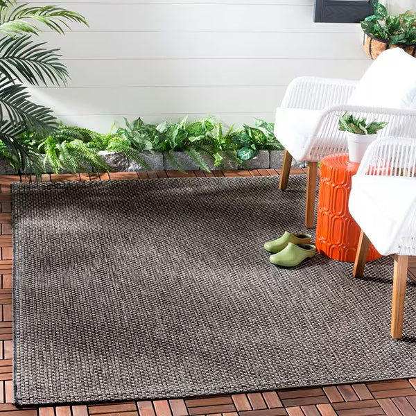 Safavieh Courtyard Neal Black / Beige 4 ft. x 4 ft. Indoor/Outdoor Square Area Rug