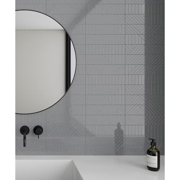 Carreaux de céramique pressés émaillés Anatolia Geometra Maze, 3 po x 12 po, poudre brillante (10,66 pi²/caisse)