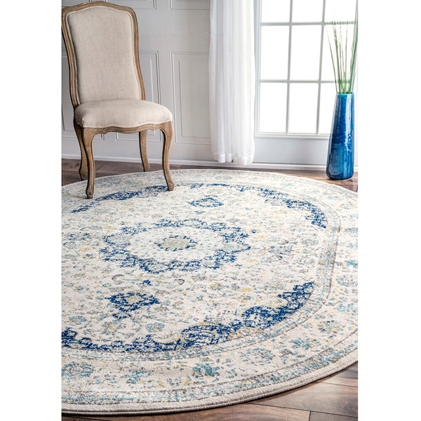 nuLOOM Vintage Lindsay Persian Blue 3 ft. x 5 ft. Oval Indoor Rug