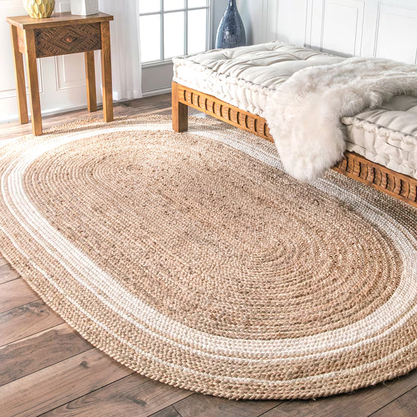 nuLOOM Hand Woven Rigo Jute Rug Natural 4 ft. x 6 ft. Indoor Oval Rug