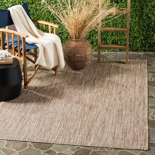 Safavieh Courtyard Neal Natural / Black 4 ft. x 4 ft. Indoor/Outdoor Square Area Rug