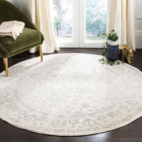 Tapis d'intérieur rond Safavieh Adirondack Mackenzie, ivoire/argent, 90 cm x 90 cm