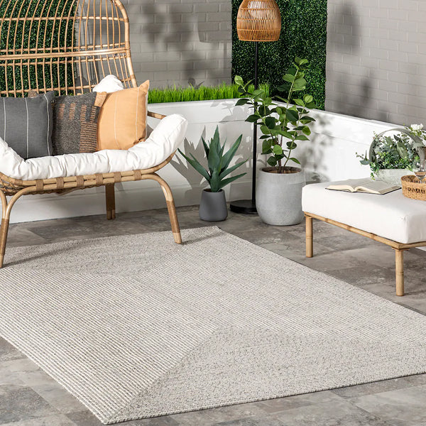Tapis d'intérieur/extérieur tressé nuLOOM Lefebvre ivoire 1,2 m x 1,8 m