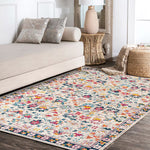 Charger l&#39;image dans la visionneuse de galerie, Tapis persan bohème moderne à motif floral beige/multicolore JONATHAN Y 4 pi x 6 pi
