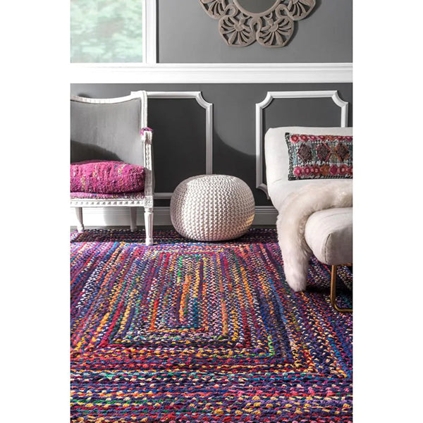 nuLOOM Hand Braided Tammara Blue 5 ft. x 8 ft. Indoor Oval Rug
