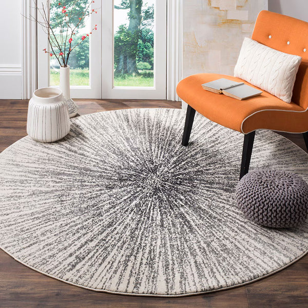 Tapis d'intérieur rond Safavieh Evoke Martin, noir/ivoire, 1,80 m x 1,80 m