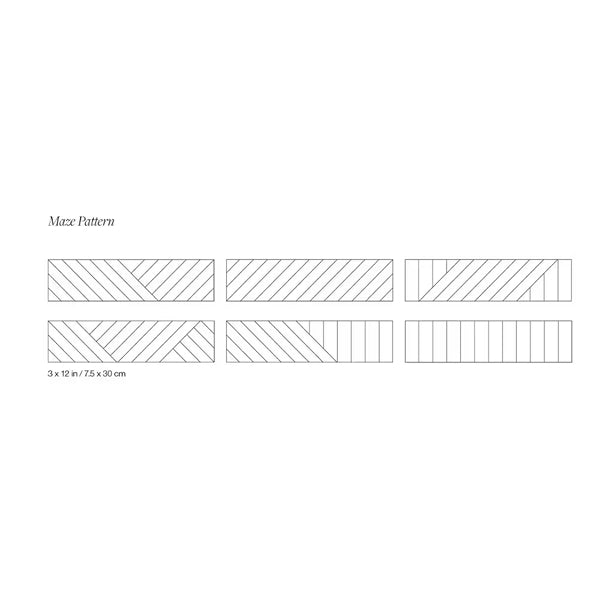Carreaux de céramique pressés émaillés Anatolia Geometra Maze, 3 po x 12 po, poudre brillante (10,66 pi²/caisse)