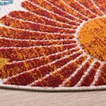 Charger l&#39;image dans la visionneuse de galerie, Tapis rond d&#39;intérieur/extérieur Safavieh Cabana Lizzie, crème/rouge, 90 cm x 90 cm
