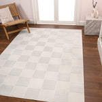 Charger l&#39;image dans la visionneuse de galerie, Tapis moderne à damier géométrique JONATHAN Y Thea, blanc/crème, 1,5 m x 2,4 m
