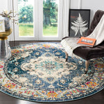 Charger l&#39;image dans la visionneuse de galerie, Safavieh Monaco Moses Navy / Light Blue 3 ft. X 3 ft. Round Area Rug
