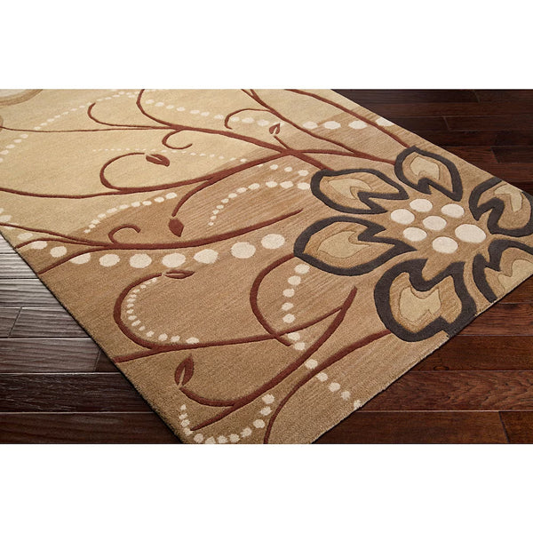 Tapis d'intérieur semi-circulaire transitionnel Amador beige tan de 60 cm x 120 cm d'Artistic Weavers