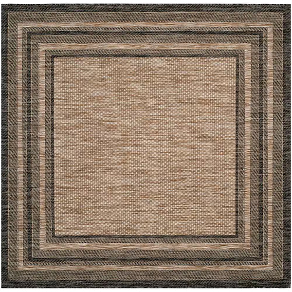Tapis carré d'intérieur/extérieur Safavieh Courtyard Jessie, naturel/noir, 1,2 m x 1,2 m
