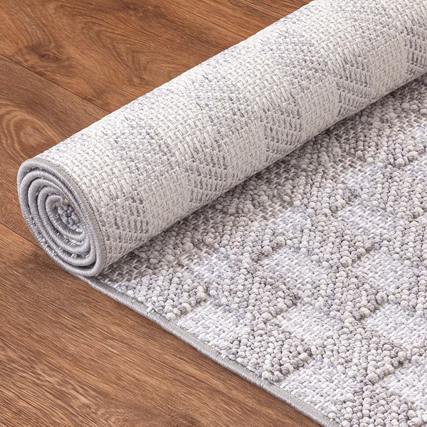 Tapis d'intérieur StyleWell Soft Checkers gris 1,5 m x 2,1 m