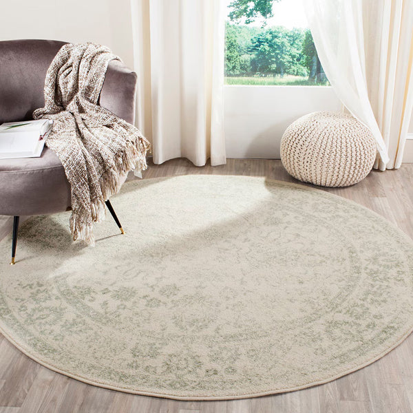 Tapis d'intérieur rond Safavieh Adirondack Mackenzie, ivoire/sauge, 1,8 m x 1,8 m