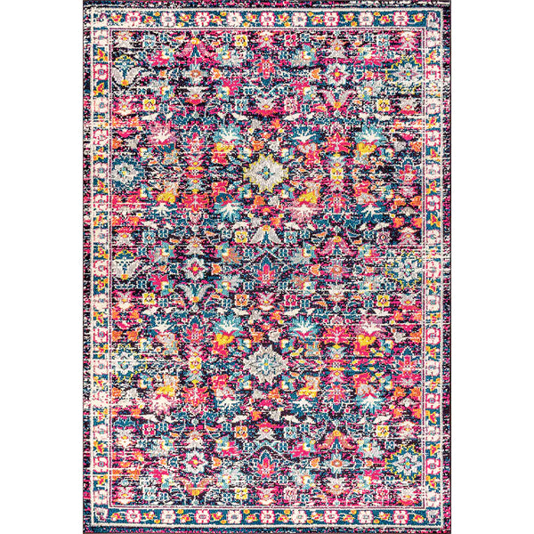 JONATHAN Y Modern Persian Boho Floral Multi/Purple 5 ft. Square Area Rug