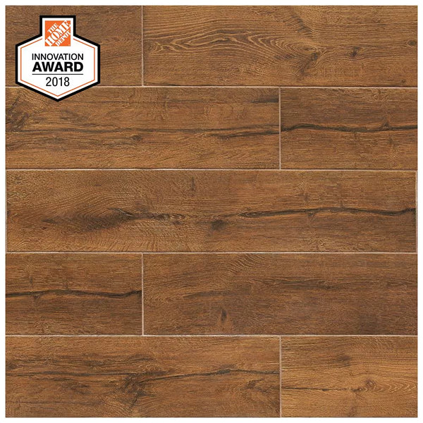 Carrelage mural et de sol en porcelaine émaillée Lifeproof Revere Wood de 8 po x 40 po (2,15 pi²/pièce)
