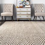 Charger l&#39;image dans la visionneuse de galerie, Tapis d&#39;intérieur nuLOOM Vania Chevron en jute blanc cassé 90 cm x 150 cm
