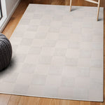 Charger l&#39;image dans la visionneuse de galerie, Tapis moderne à damier géométrique JONATHAN Y Thea, blanc/crème, 1,5 m x 2,4 m
