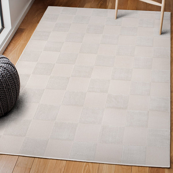 Tapis moderne à damier géométrique JONATHAN Y Thea, blanc/crème, 1,5 m x 2,4 m