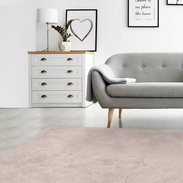 Tapis d'intérieur en fausse fourrure de lapin Multy Home, taupe, 1,2 m x 1,8 m