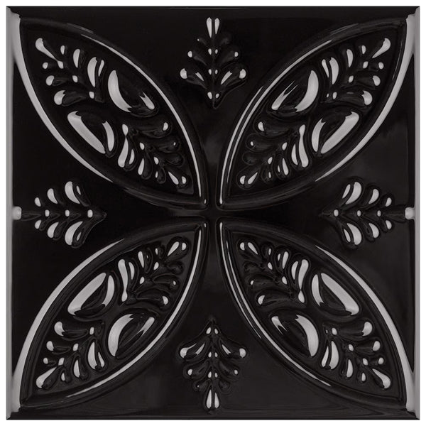 Merola Tile Trend Black 7-7/8 in. x 7-7/8 in. Ceramic Wall Tile (9.24 sq. ft./Case)