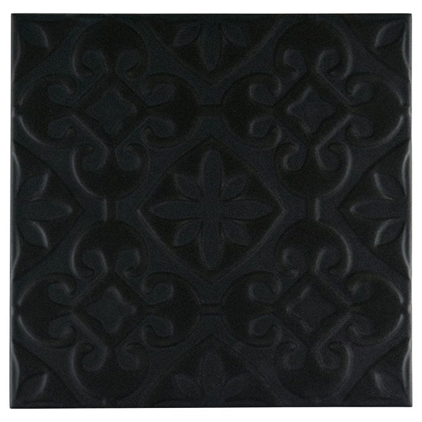 Merola Tile Triplex Valverde Black 7-3/4 in. x 7-3/4 in. Ceramic Wall Tile (11.11 sq. ft./Case)
