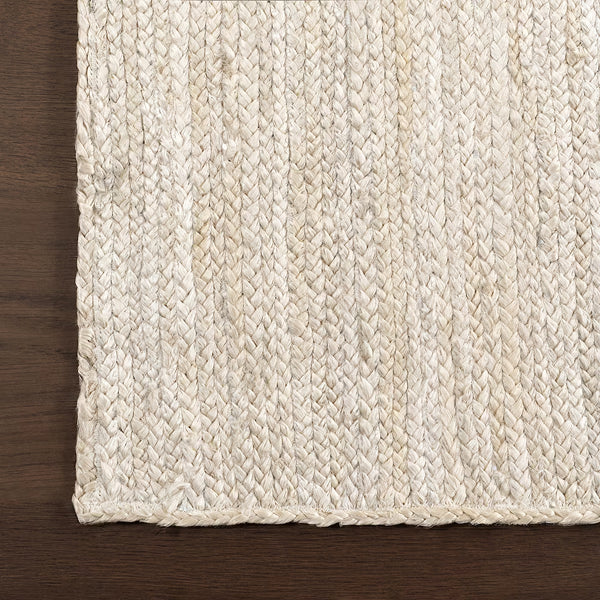 Tapis d'intérieur rond en jute tissé à la main nuLOOM Rigo blanc cassé, 1,8 m