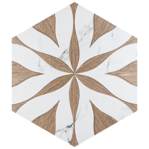 Merola Tile Llama Flower Loire Noce 8-5/8-inch x 9-7/8-inch Porcelain Floor and Wall Tile (11.5 sq. ft./Case)