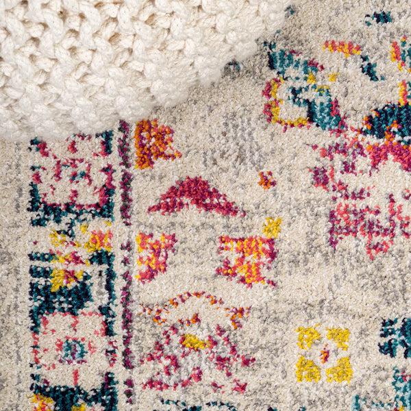 Tapis persan bohème moderne à motif floral beige/multicolore JONATHAN Y 4 pi x 6 pi