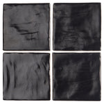 Charger l&#39;image dans la visionneuse de galerie, Carreau mural en céramique brillante Ivy Hill Amagansett Black 4 po x 4 po – Aspect zellige fait main (5,38 pi²/boîte)
