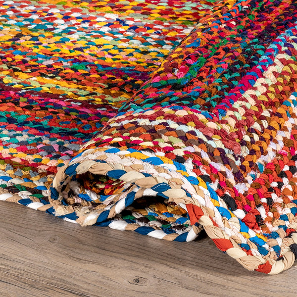 nuLOOM Hand Braided Tammara Multi-Coloured 3 ft. x 5 ft. Indoor Oval Rug
