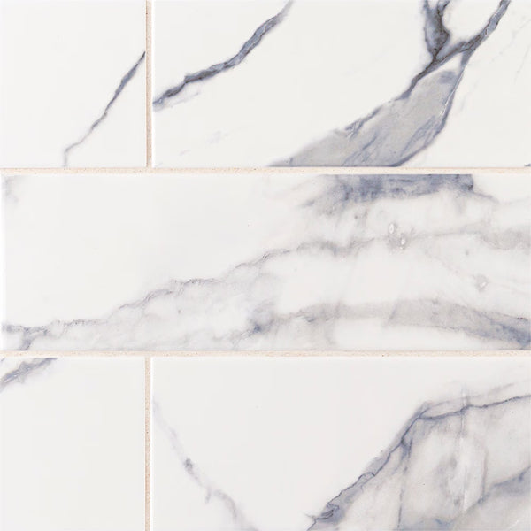 Jeffrey Court Waters Edge White 4 in. x 12 in. Gloss Subway Ceramic Wall Tile (10.107 Sq. Ft./Case)