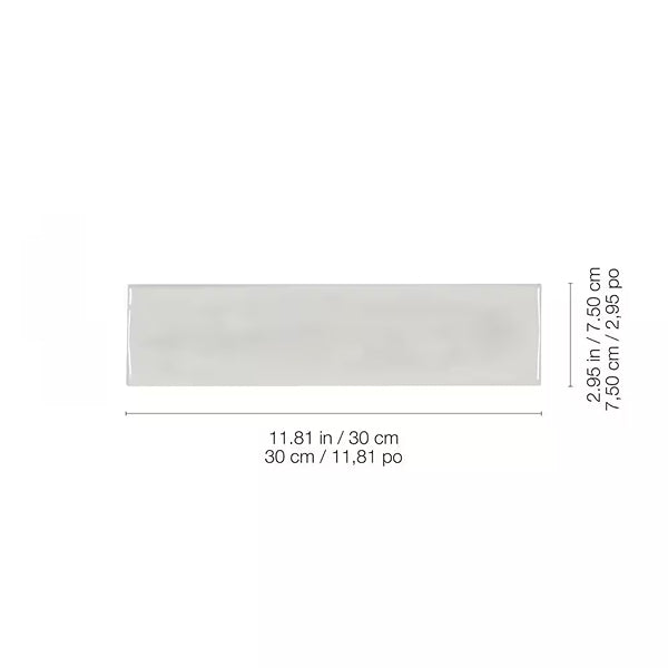 Carreaux muraux en céramique pressée brillante Artisan Fog Anatolia 3 po x 12 po (10,66 pi²/caisse)
