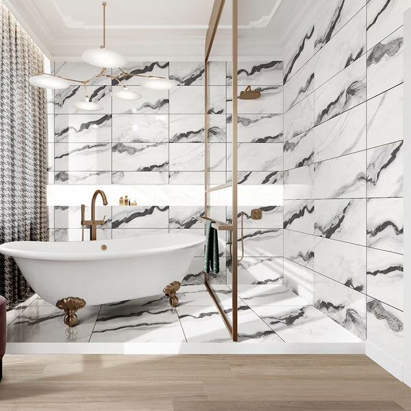 Modamo Mouro Polished White 24 in. x 24 in. Porcelain Floor and Wall Tile (15.49 sq. ft./Case)