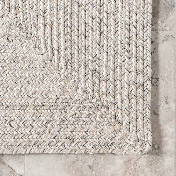Tapis d'intérieur/extérieur tressé nuLOOM Lefebvre ivoire 1,2 m x 1,8 m