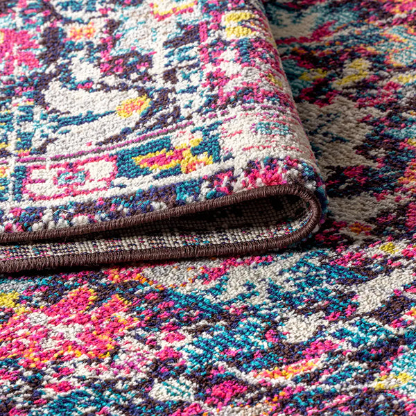 JONATHAN Y Modern Persian Boho Floral Multi/Purple 5 ft. Square Area Rug