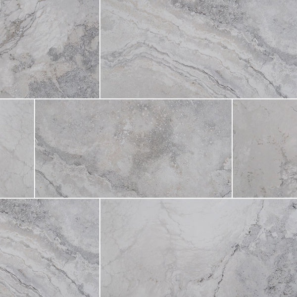 Carreaux de sol et de mur en céramique mat effet pierre, gris Napa, 12 po x 24 po, MSI Stone ULC (16 pi²/caisse)