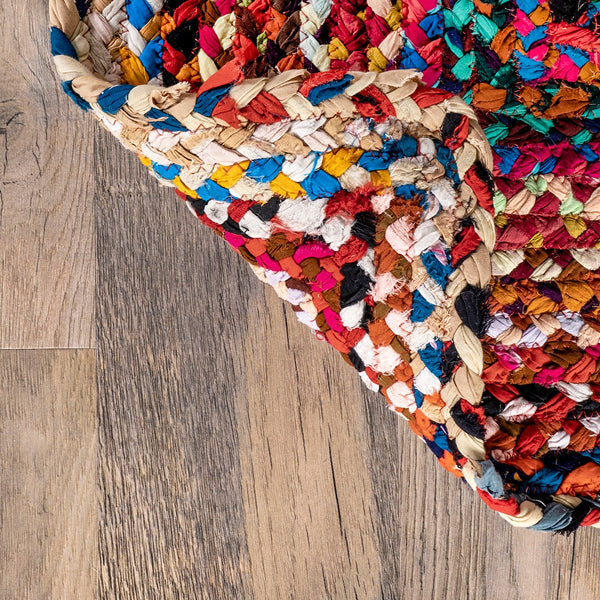 nuLOOM Hand Braided Tammara Multi-Coloured 3 ft. x 5 ft. Indoor Oval Rug