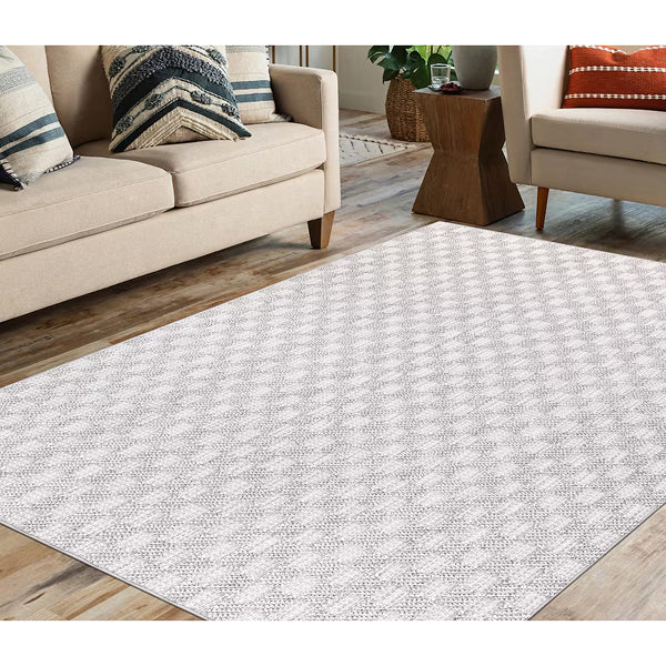 Tapis d'intérieur StyleWell Soft Checkers gris 1,5 m x 2,1 m
