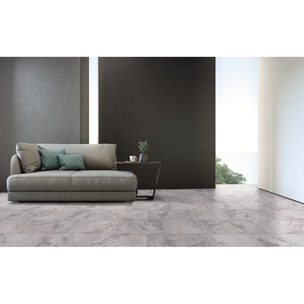 Carreaux de sol et de mur en céramique mat effet pierre, gris Napa, 12 po x 24 po, MSI Stone ULC (16 pi²/caisse)