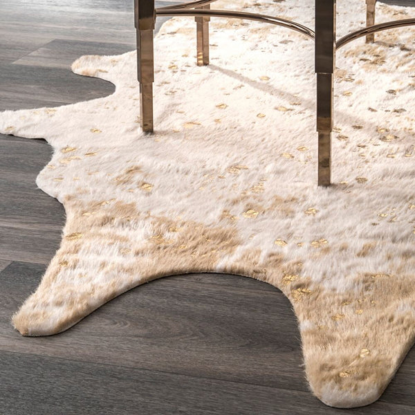 Tapis d'intérieur nuLOOM Iraida en fausse peau de vache, blanc cassé, 1,5 m x 2,1 m